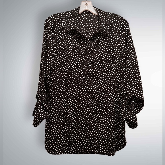 Ann Taylor Women’s Long Sleeve 1/4 Button V Neck Dress Casual Blouse Size 6 - Picture 7 of 9